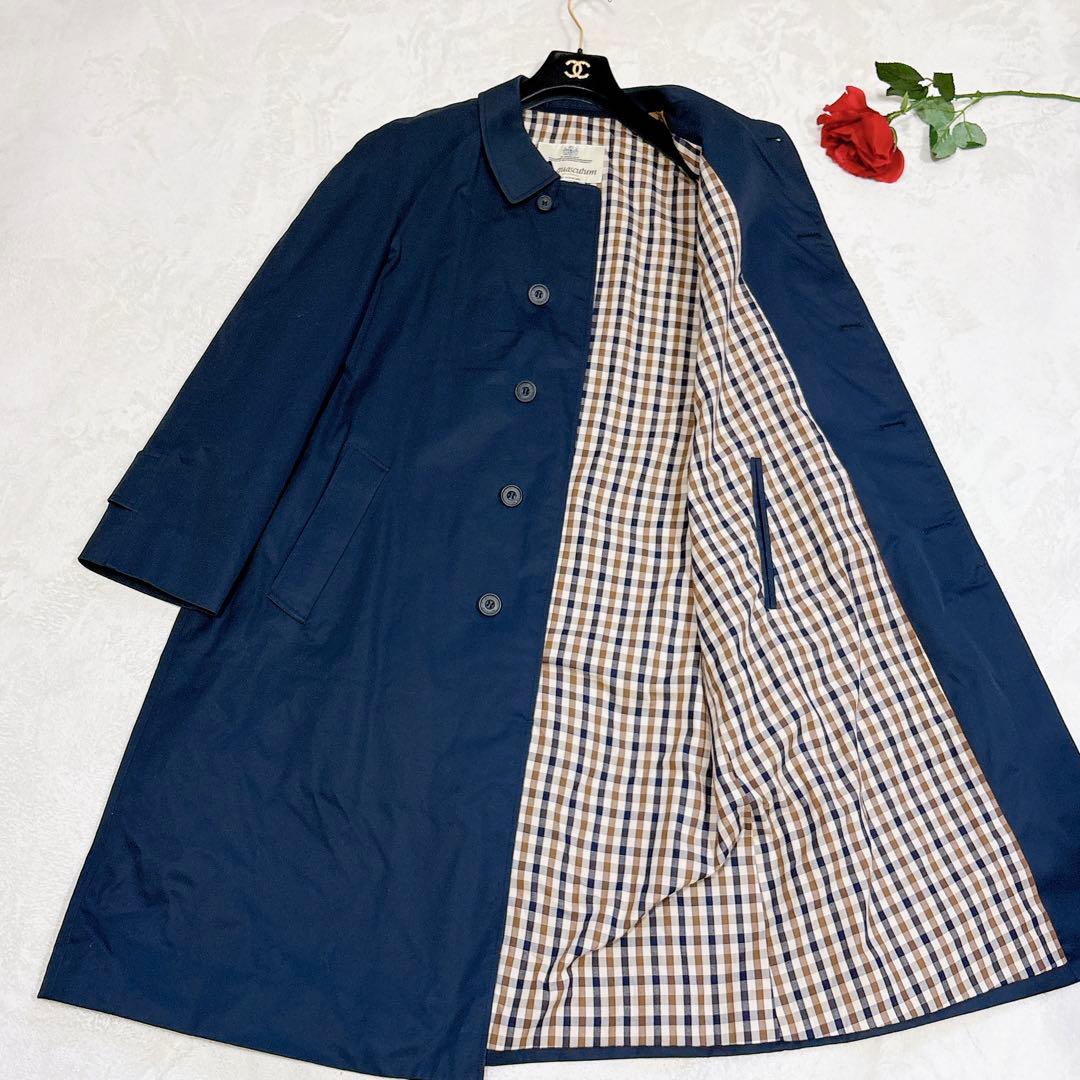 ほぼ未使用✨　アクアスキュータム　ステンカラーコート　ロング　ネイビー　メンズ