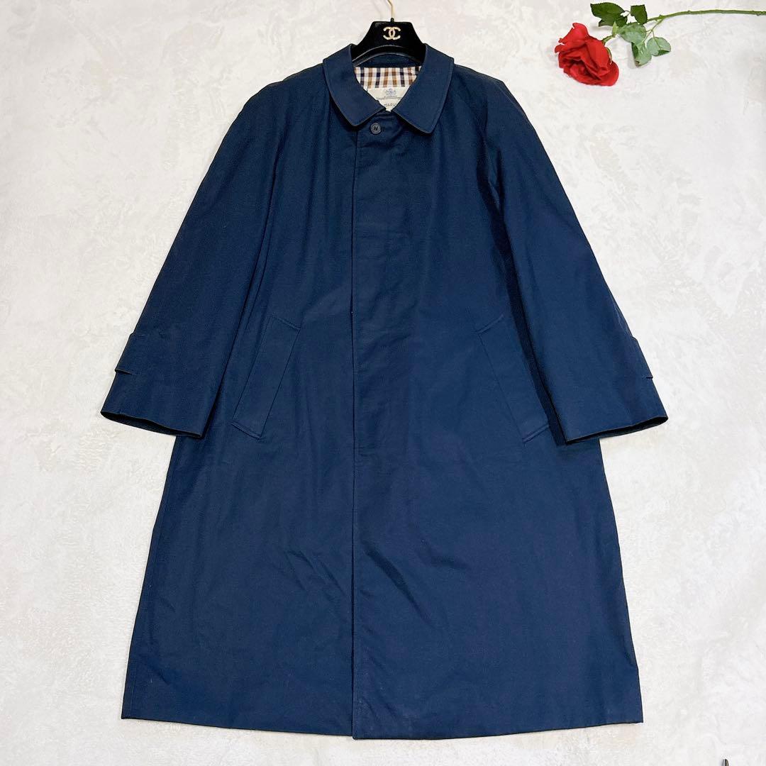 ほぼ未使用✨　アクアスキュータム　ステンカラーコート　ロング　ネイビー　メンズ
