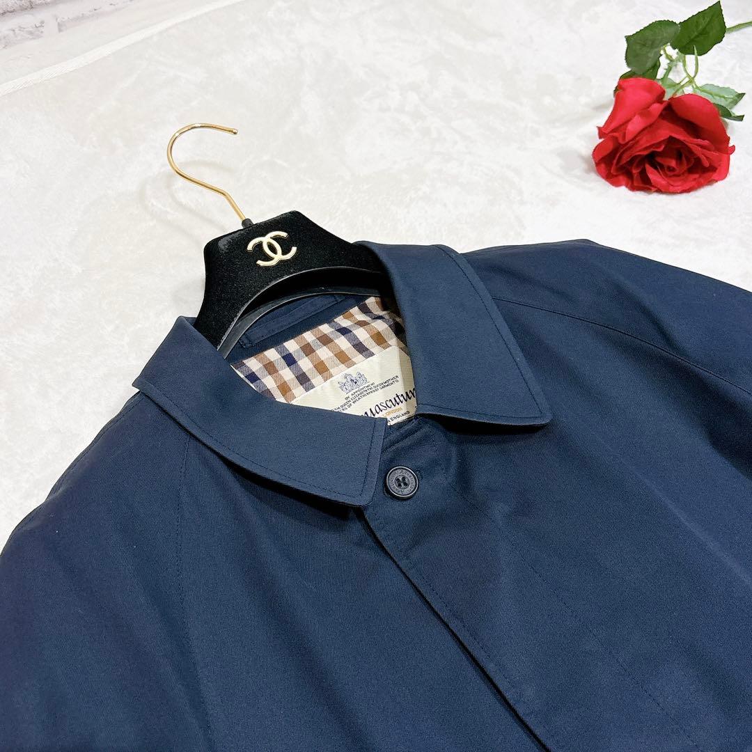 ほぼ未使用✨　アクアスキュータム　ステンカラーコート　ロング　ネイビー　メンズ