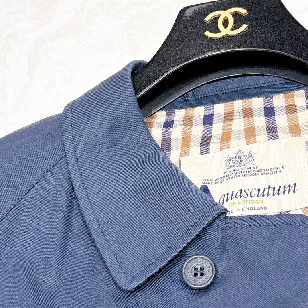 ほぼ未使用✨　アクアスキュータム　ステンカラーコート　ロング　ネイビー　メンズ