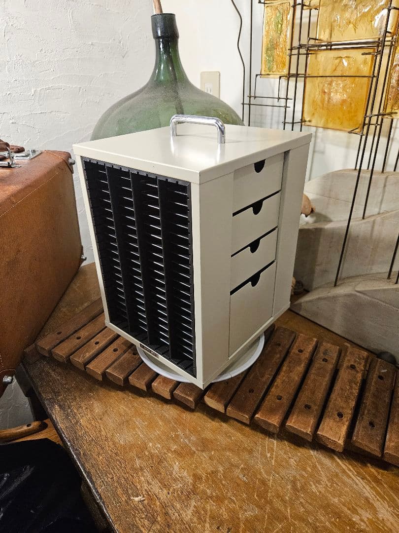 科目印箱 印鑑ケース　事務用品　勘定科目　回転 スチール 昭和レトロ 印箱