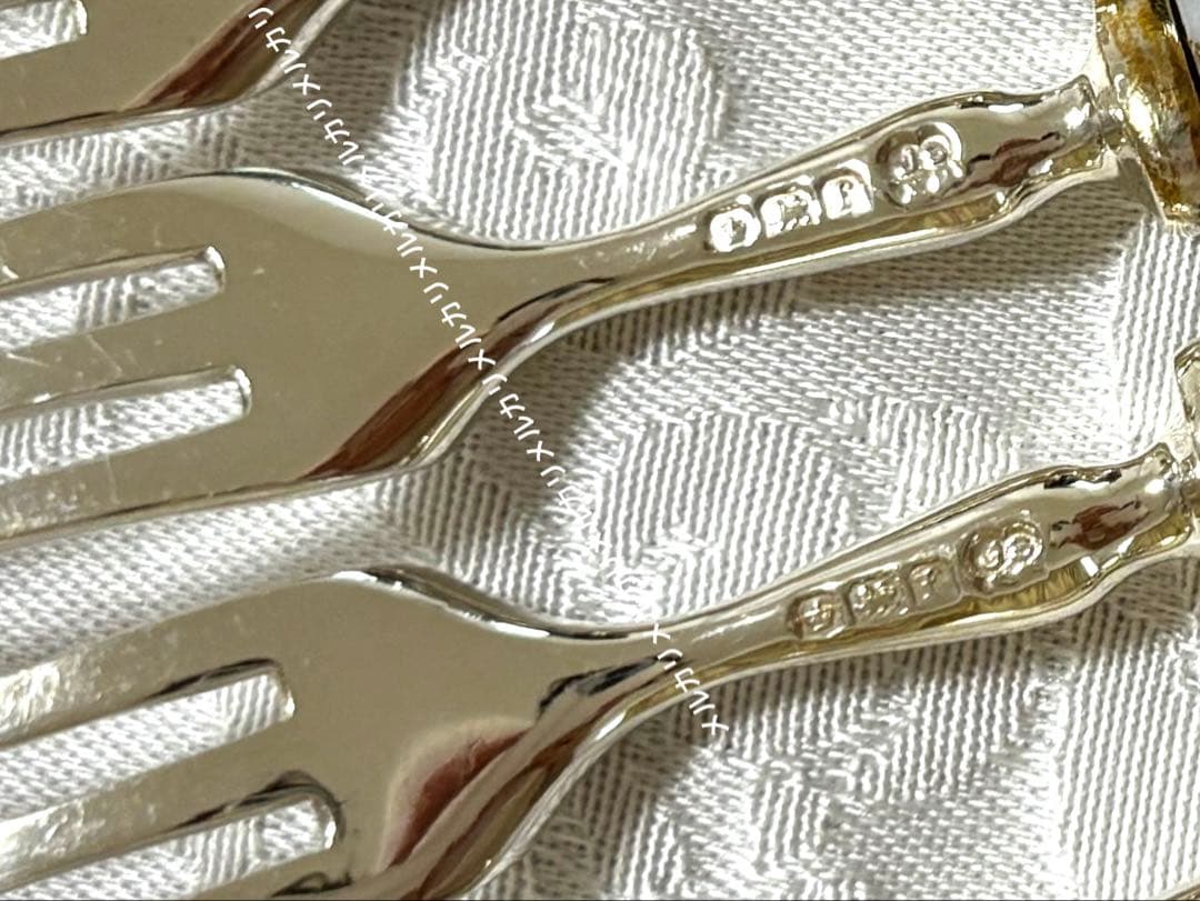 英国 純銀 白蝶貝 マザーオブパール デザート ナイフ＆フォーク セットジャンク