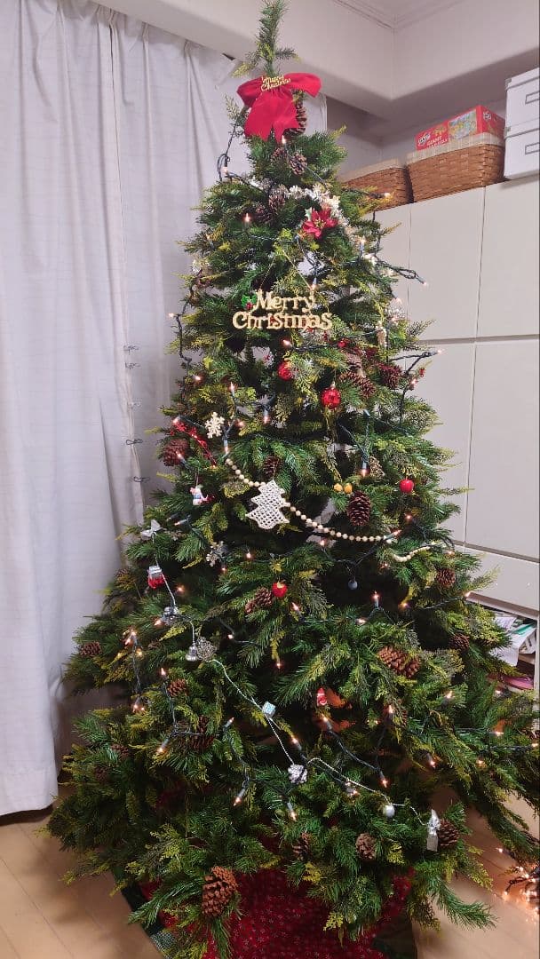 220〜240cm クリスマスツリー オーメント、電飾付き