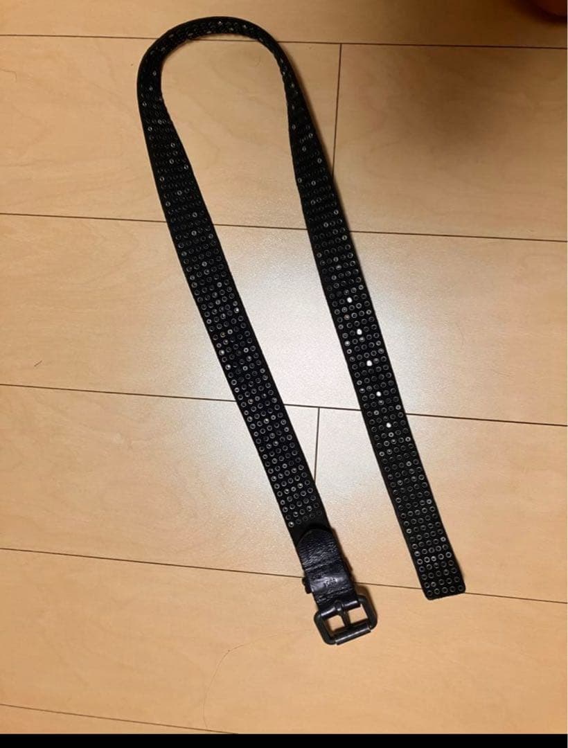 Hollywood Trading Company スタッズ付きレザーベルト 黒