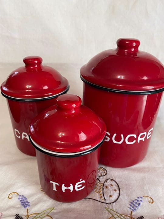 イマン  アミナの ホーローキャニスター  ３個 アンティーク