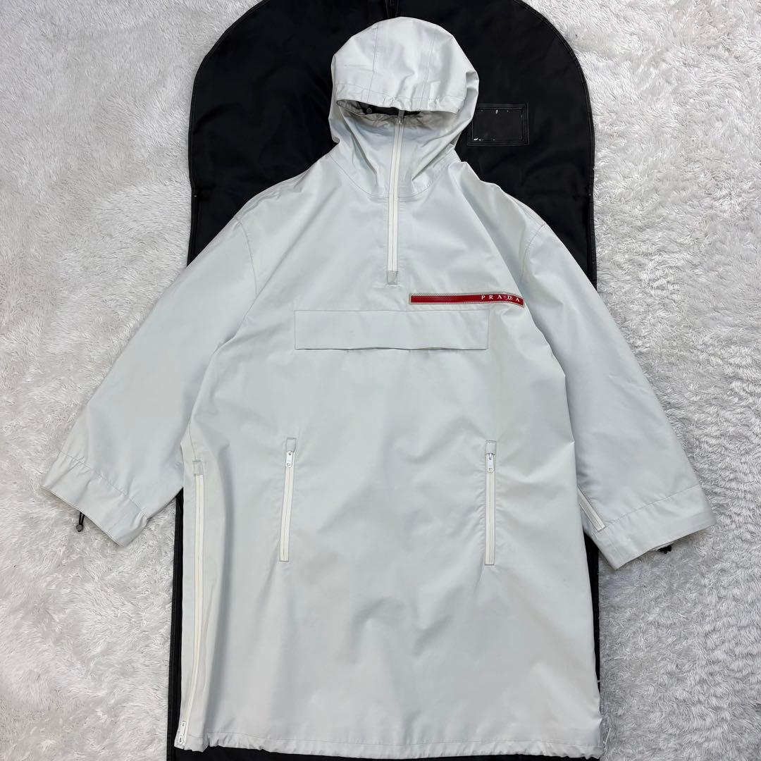 319【希少モデル】プラダ‪スポーツ‪☆アノラックナイロンコート フード ラバー