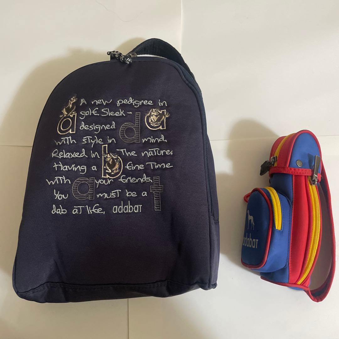 adabatネイビーキャディバッグ，ゴルフバッグ，シューズケース３点セット