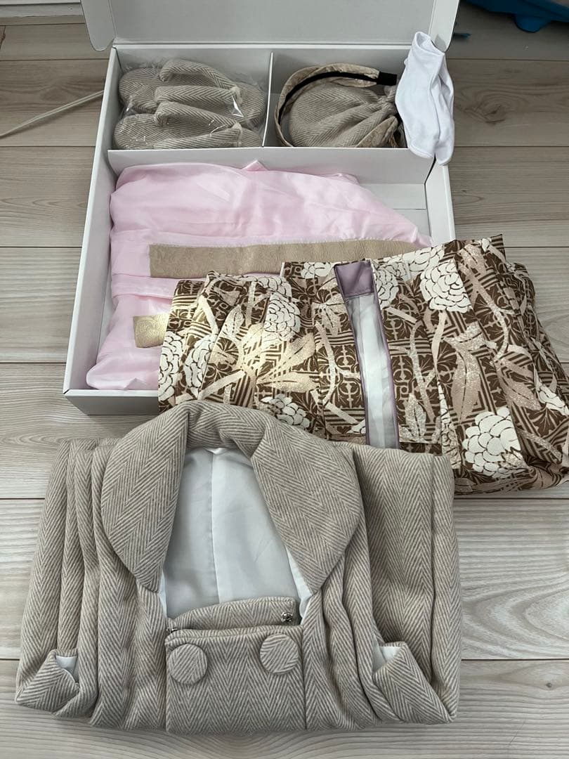 七五三 被布　セット　女の子　花柄　ブラウン　ベージュ