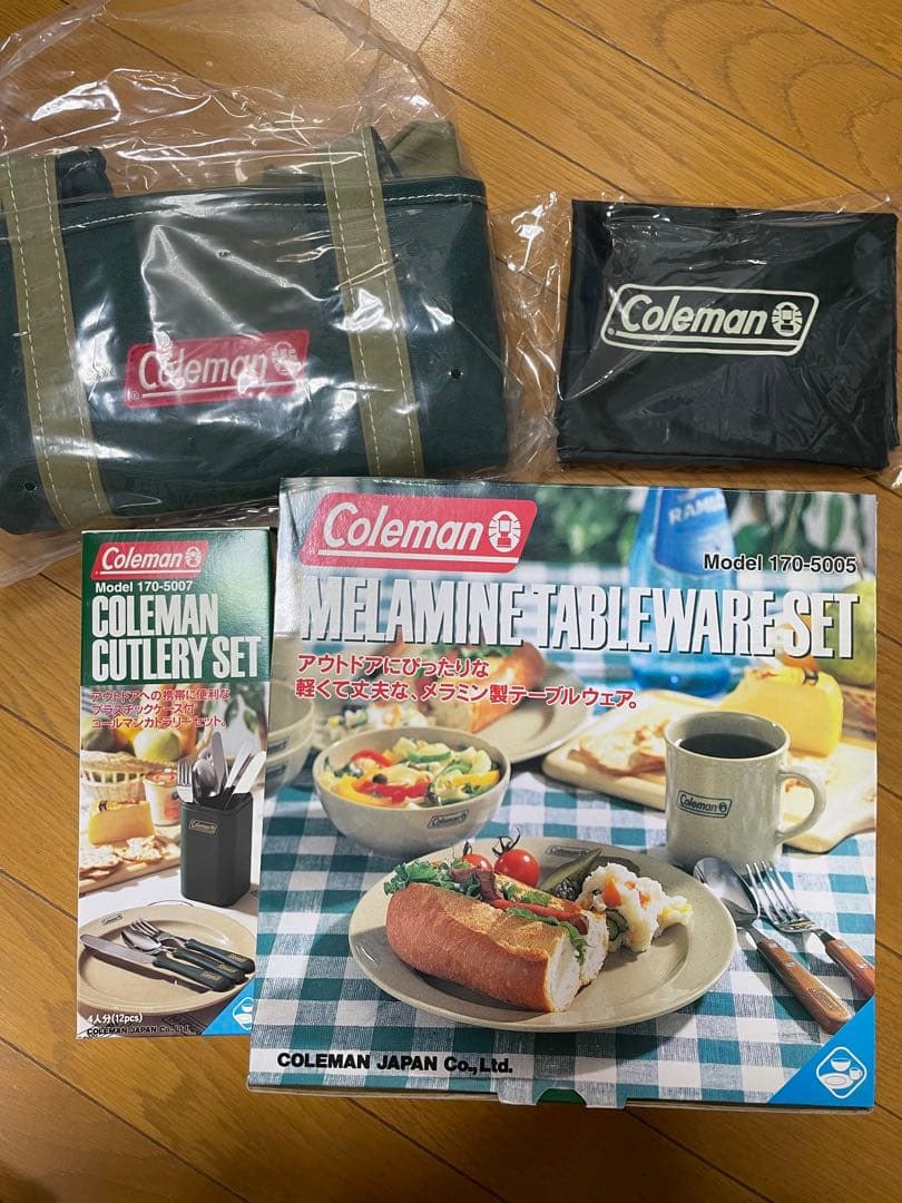 Coleman メラミン食器 テーブルウェアセット ビンテージ カバン付き