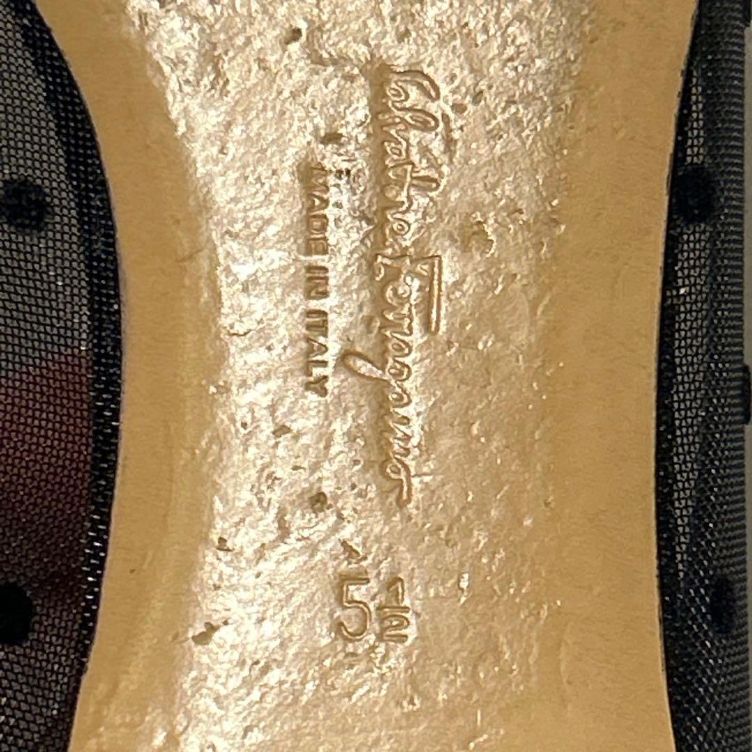 サルヴァトーレフェラガモ ヴァラ ドット フラットシューズ 黒 5.5D