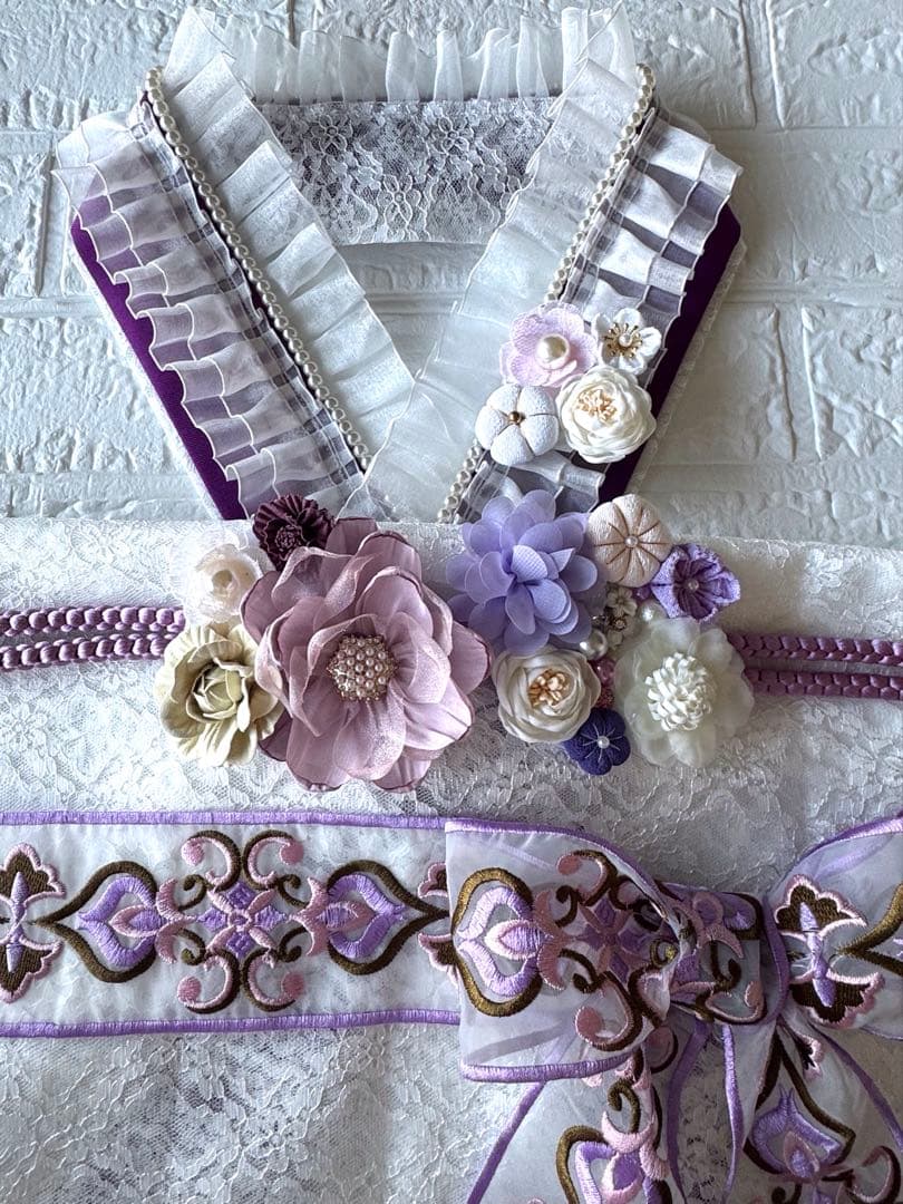 497 重ね衿　レース半衿・帯揚げ　正絹帯締め　マルチレース　豪華お飾り3点