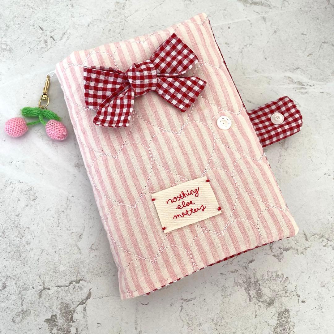 A6バインダー&バインダーカバーセット　韓国　　リボン ハートキルティング