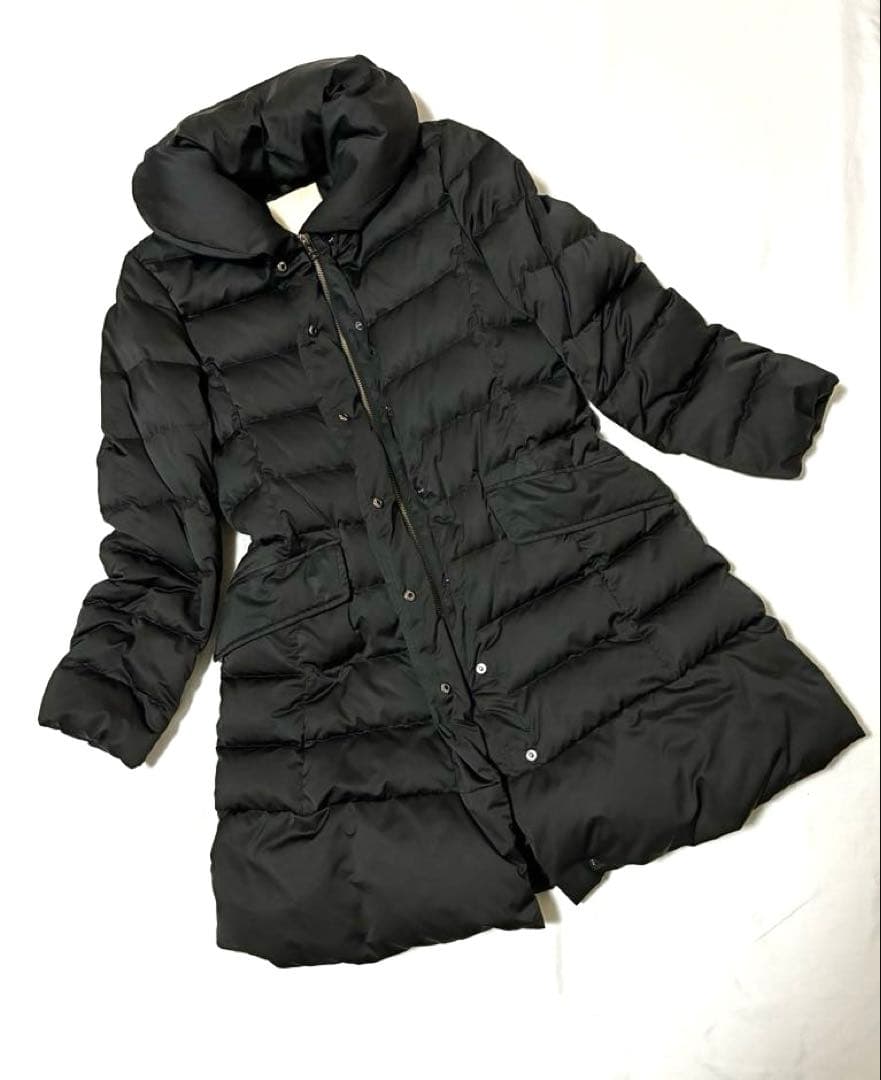 【自由区】ロングダウンコート　ショールカラー　黒　　女優襟　軽量　洗える　40