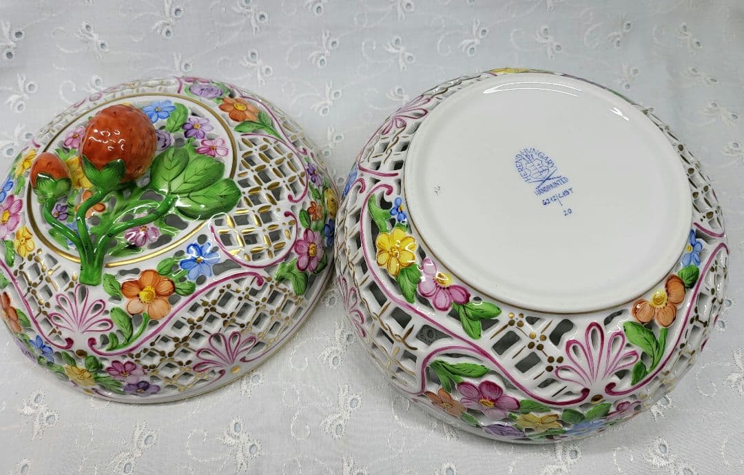 未使用近✨ヘレンド ファンタジー ボンボニエール 特大✨透かしボンボン入れ 小物