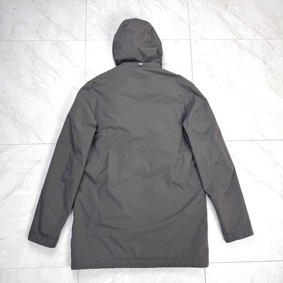 極美品 ヘルノ リゾート フード着脱可 ステンカラーコート グレー 46