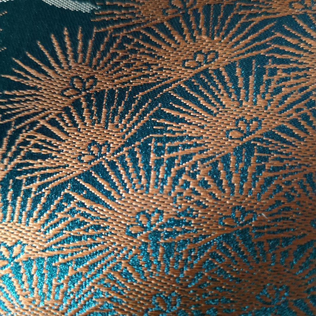 高級座布団 　3枚セット　60x 65　大きめ　絹　シルク　松模様　青緑色