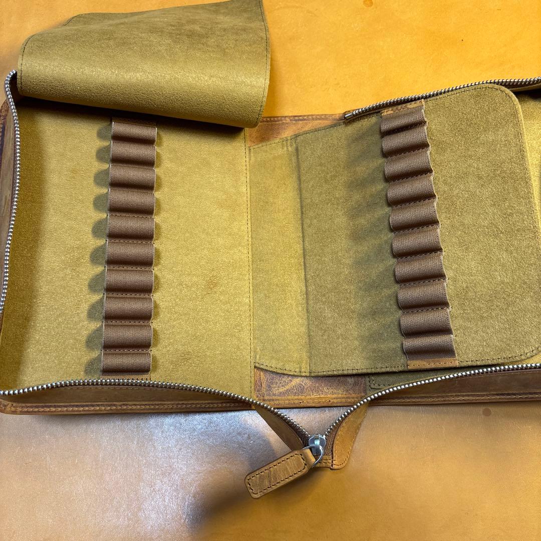 筆記具 Galen Leather Zippered 40 Slots Pen Case