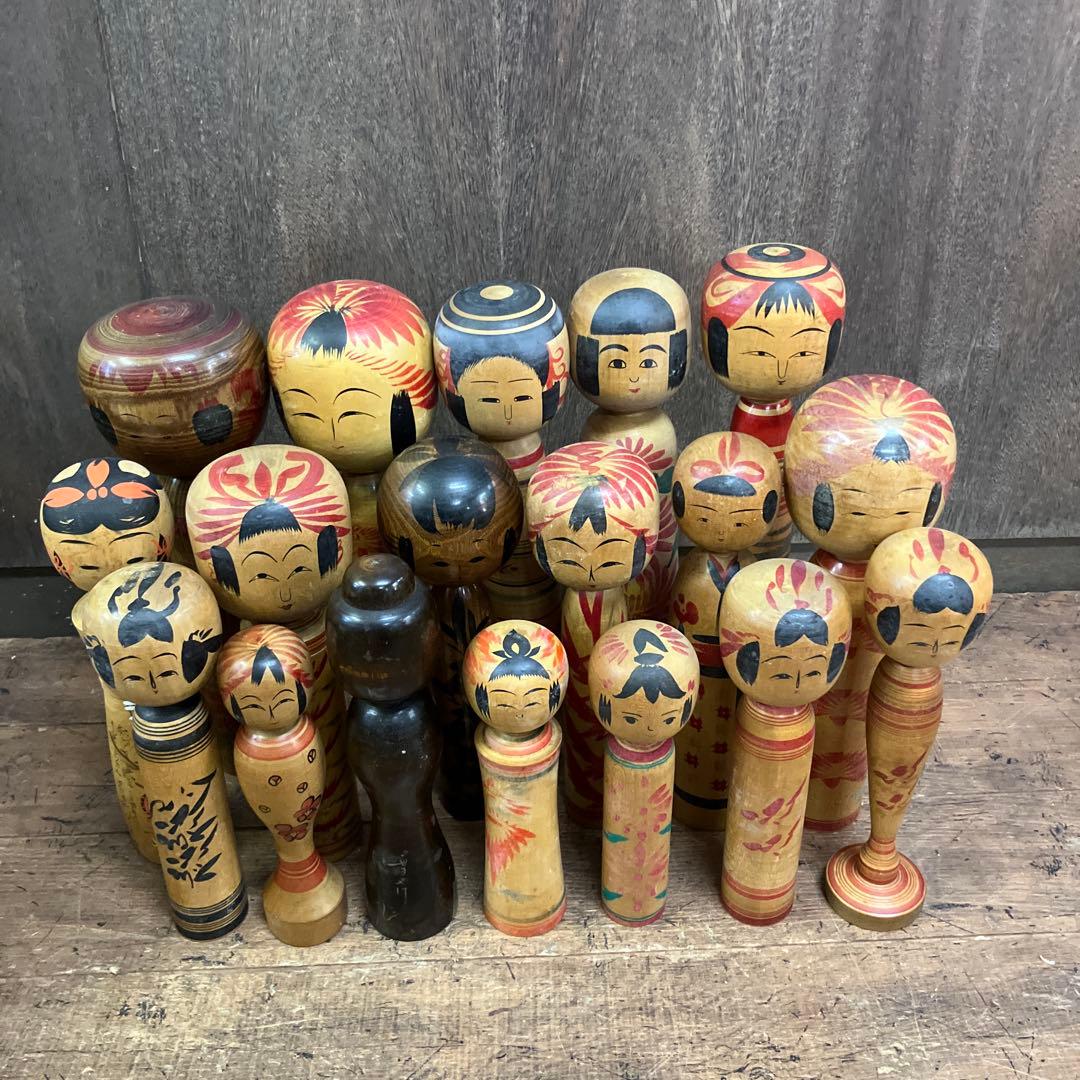 D-3 昭和レトロ 伝統こけし 18体セット 大量コレクション 創作こけし