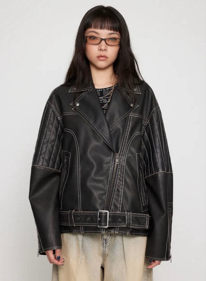 ラグアジェム　レザーライダースジャケット