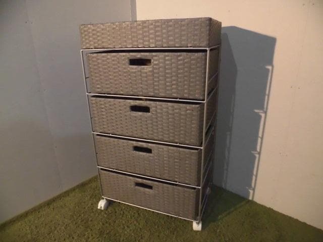 【全国一律送料無料・新品】ラタン風★サニタリー★ランドリーチェスト【グレー】