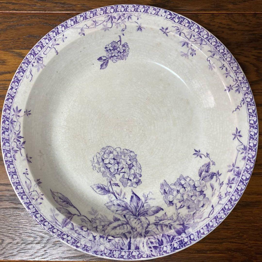 フランス アンティーク☆ジアンGien ボウル 深皿 紫陽花