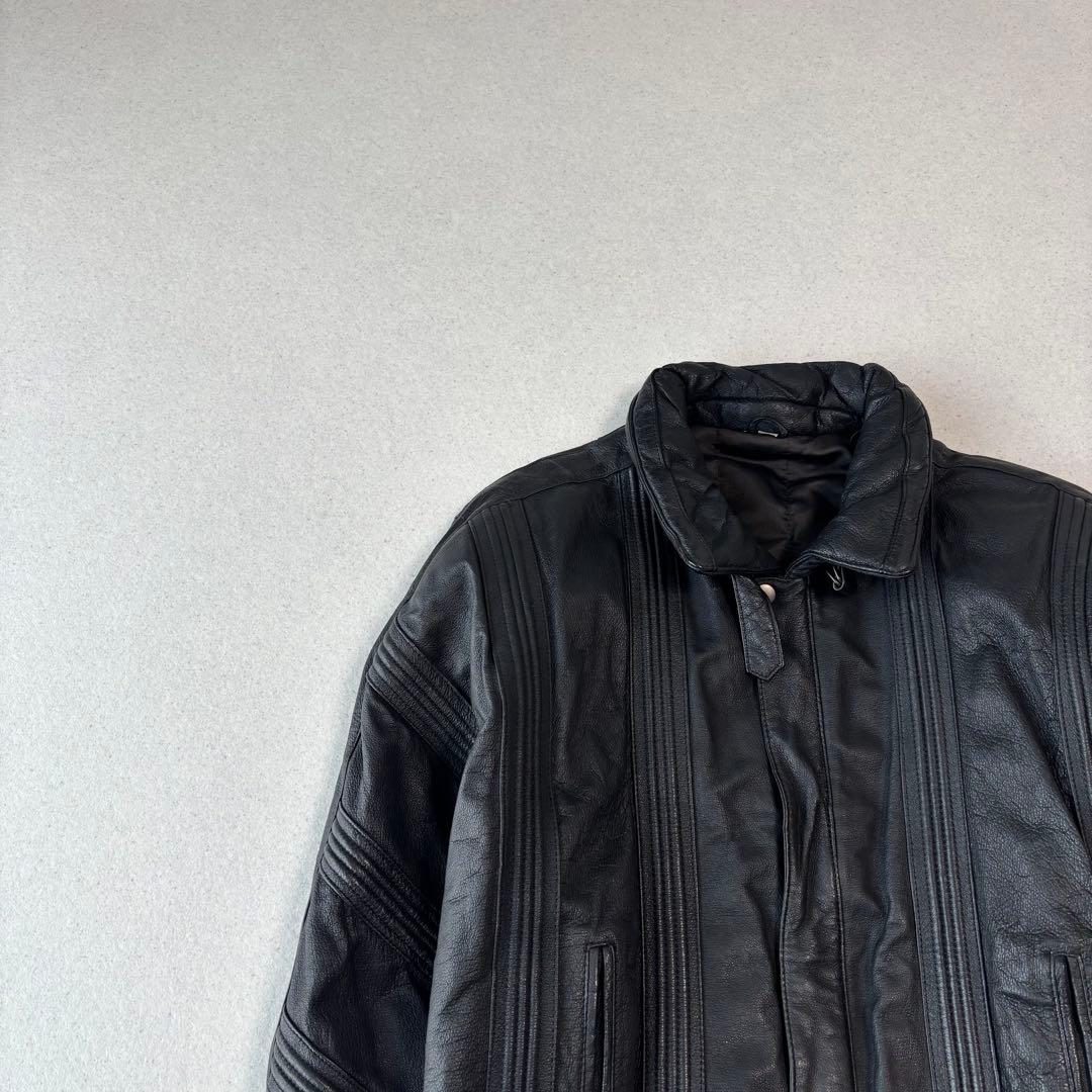 old leather jacket blouson black 本革 短丈 M