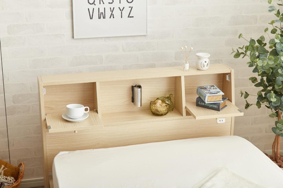 【セミダブル】Alloys引出し付ベッド+【マットレス】　ナチュラル