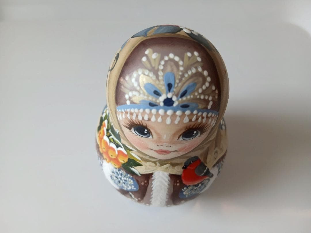 【CBT071】9cm級 おきあがりこぼし(大) スベトラーナ　ロシアの冬