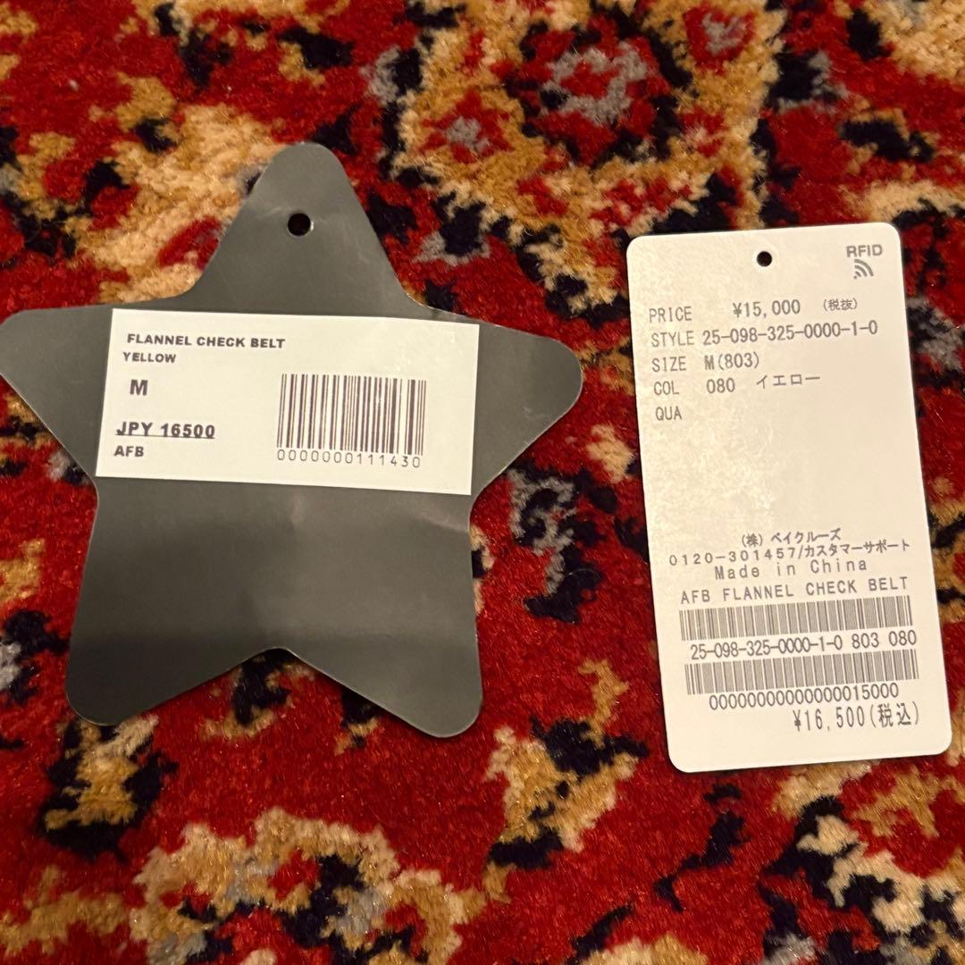AFB FLANNEL CHECK BELT Mサイズ イエロー チェック柄