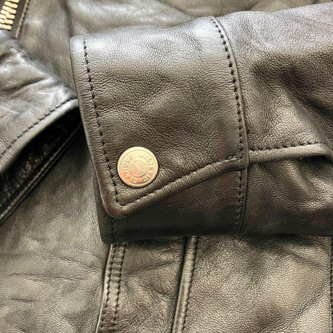 【希少・美品】 ヒステリックグラマー ファー 羊革 シワ加工 ダブルライダース