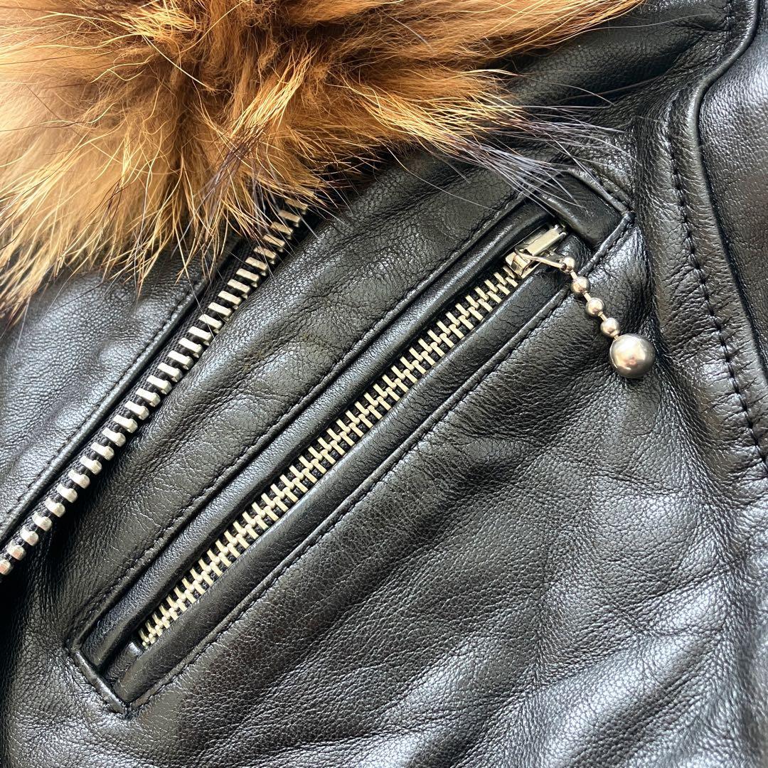 【希少・美品】 ヒステリックグラマー ファー 羊革 シワ加工 ダブルライダース