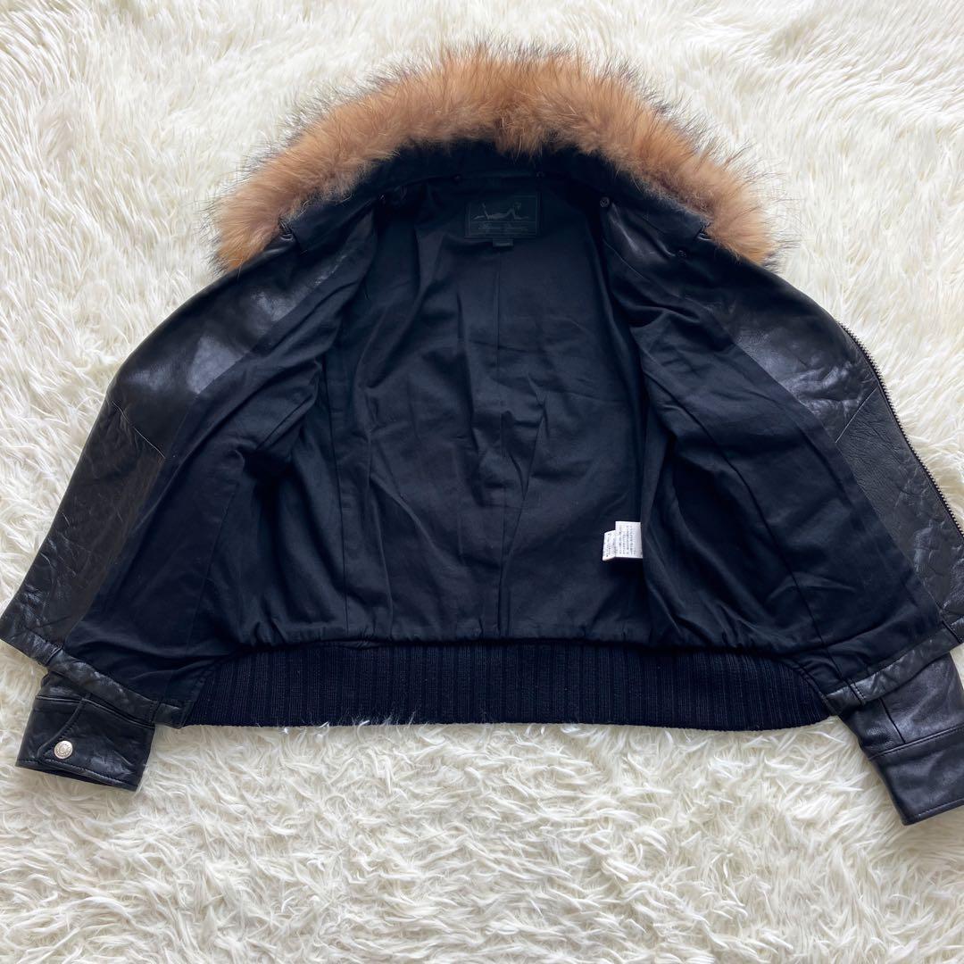 【希少・美品】 ヒステリックグラマー ファー 羊革 シワ加工 ダブルライダース