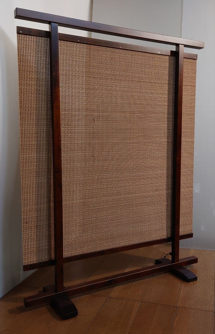 衝立　天然竹タペストリー調間仕切り衝立　パーテーション　変わり織り竹簾使用