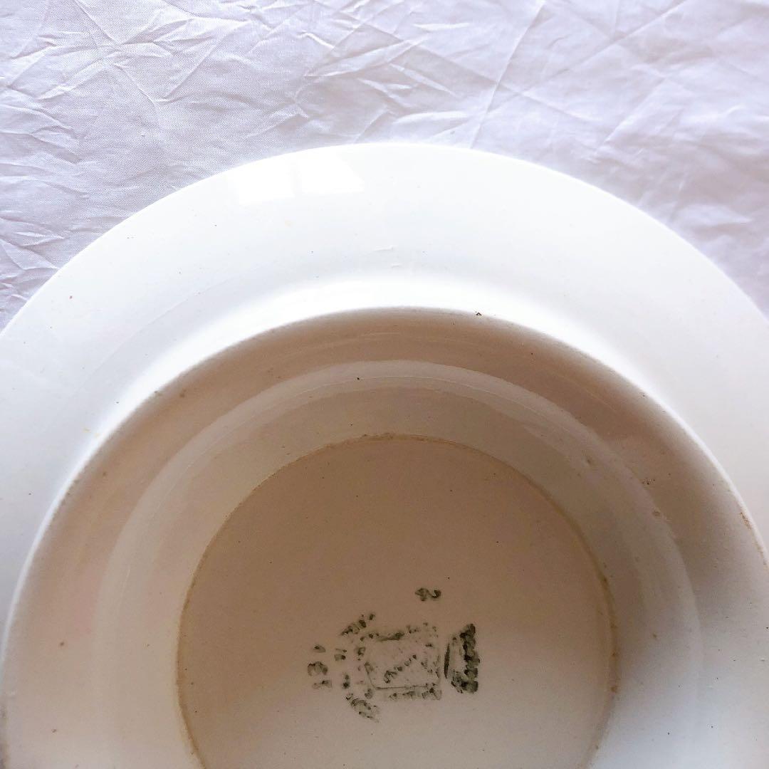 サンタマン　バスク柄ケーキスタンド　フランスアンティーク食器　ブロカント　蚤の市