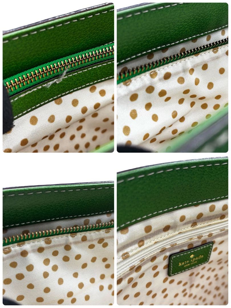 ダイヤ様ケイトスペードニューヨーク　トートバッグ　レザー　グリーン　肩掛け大容量
