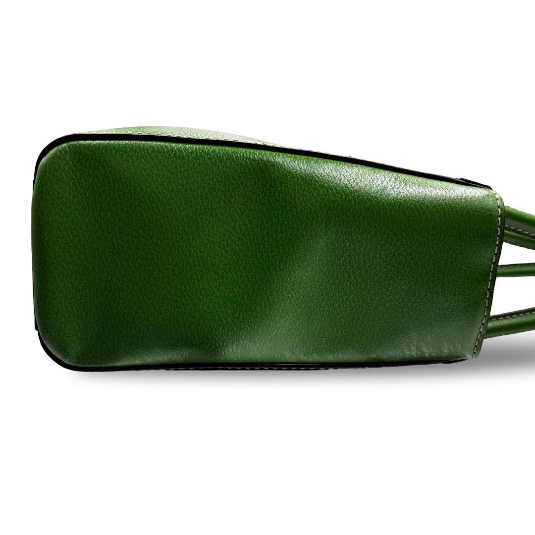 ダイヤ様ケイトスペードニューヨーク　トートバッグ　レザー　グリーン　肩掛け大容量