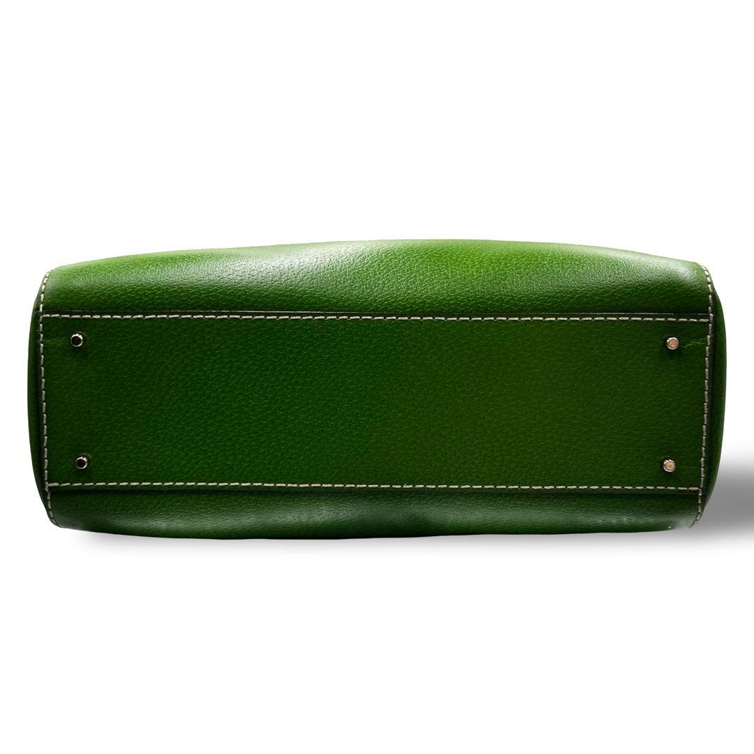 ダイヤ様ケイトスペードニューヨーク　トートバッグ　レザー　グリーン　肩掛け大容量