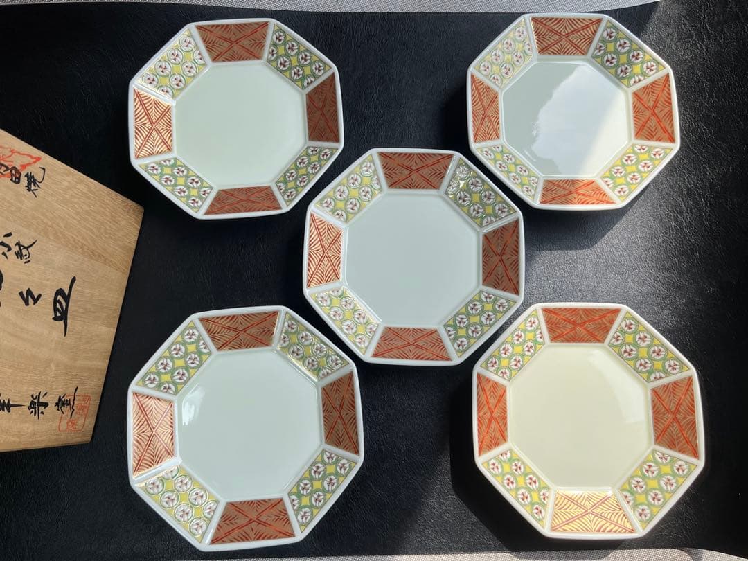 幸楽窯　錦花小紋　銘々皿　５枚　八角皿