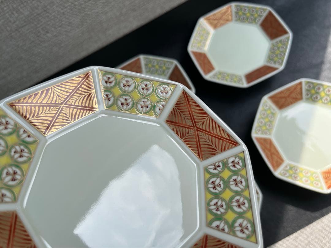 幸楽窯　錦花小紋　銘々皿　５枚　八角皿