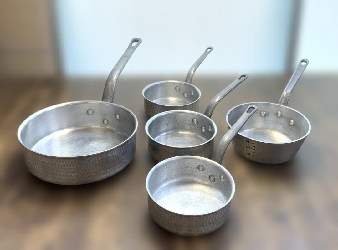 DON 片手浅型鍋 4点（φ24・φ15×3）＋中尾アルミ 片手鍋φ18 計５点