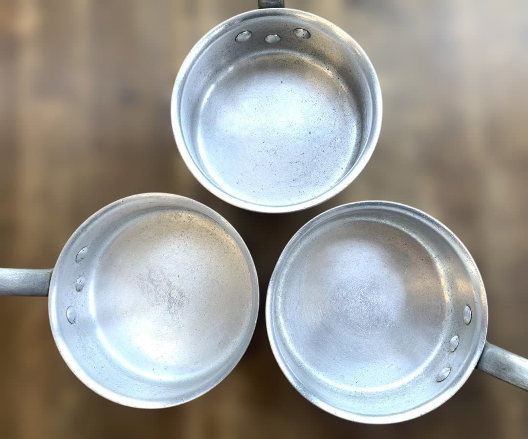 DON 片手浅型鍋 4点（φ24・φ15×3）＋中尾アルミ 片手鍋φ18 計５点