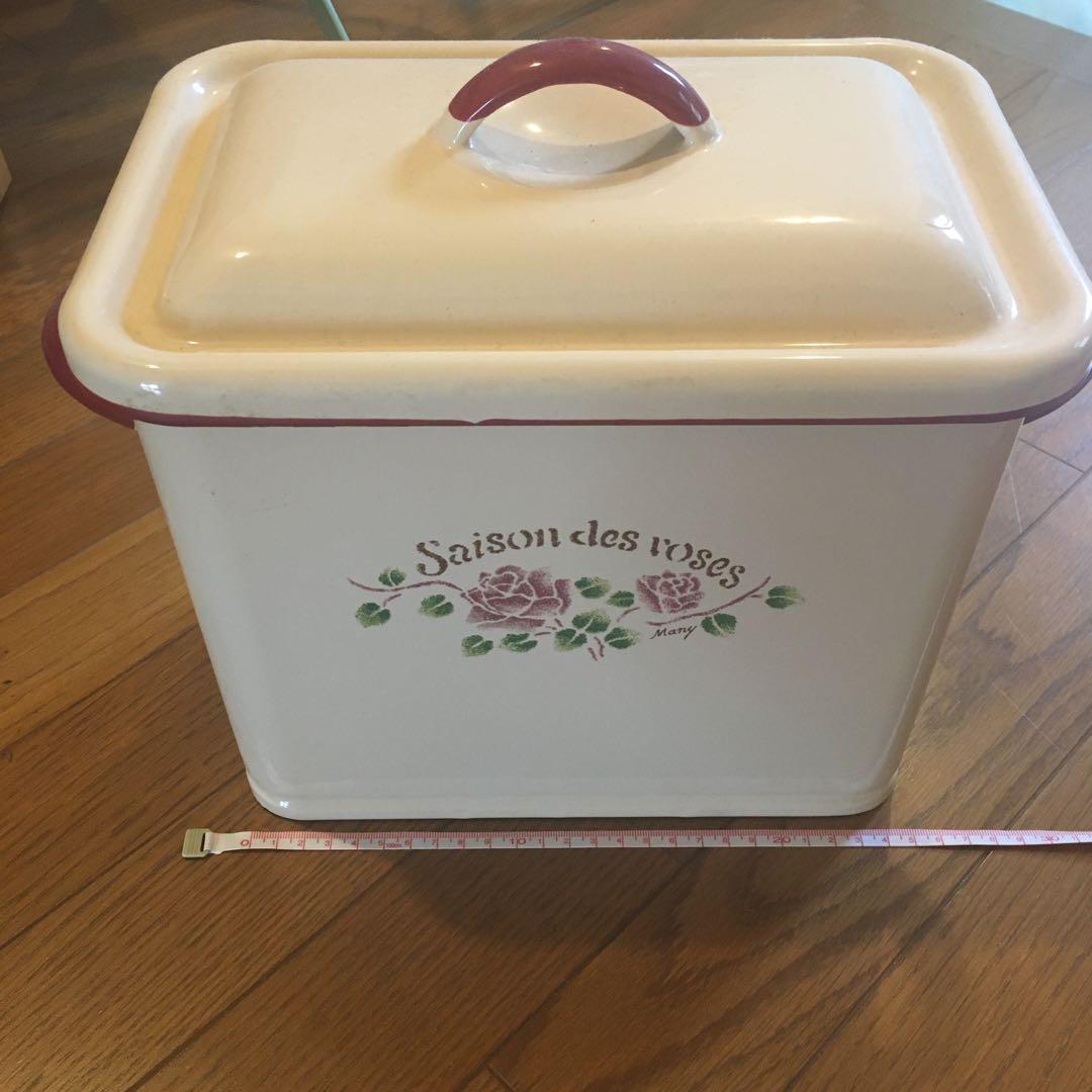 MANY マニー ホーロー製　セゾンドローズ角型ボックス