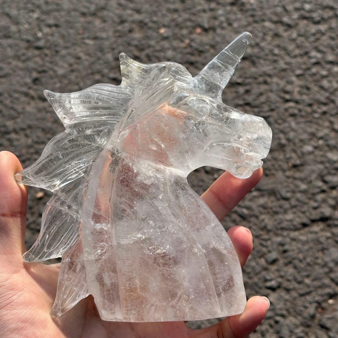 天然石水晶のユニコーン　置物ご購入前に在庫確認必要G.216