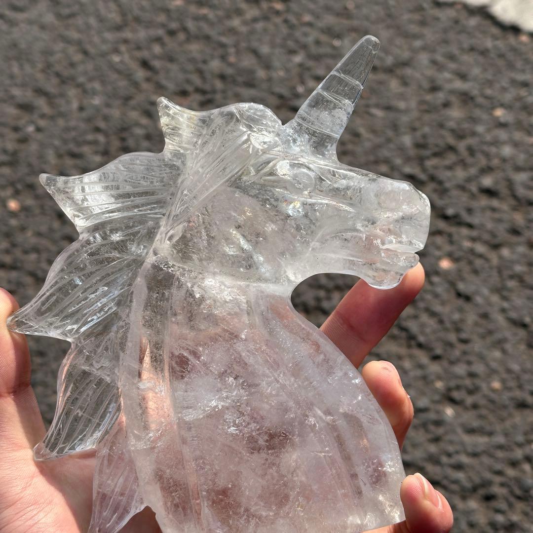 天然石水晶のユニコーン　置物ご購入前に在庫確認必要G.216