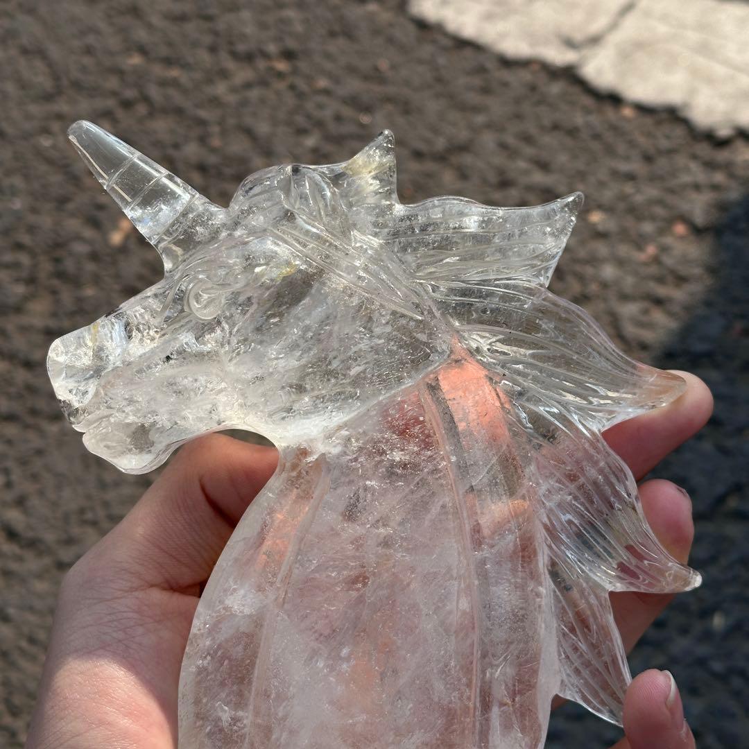 天然石水晶のユニコーン　置物ご購入前に在庫確認必要G.216