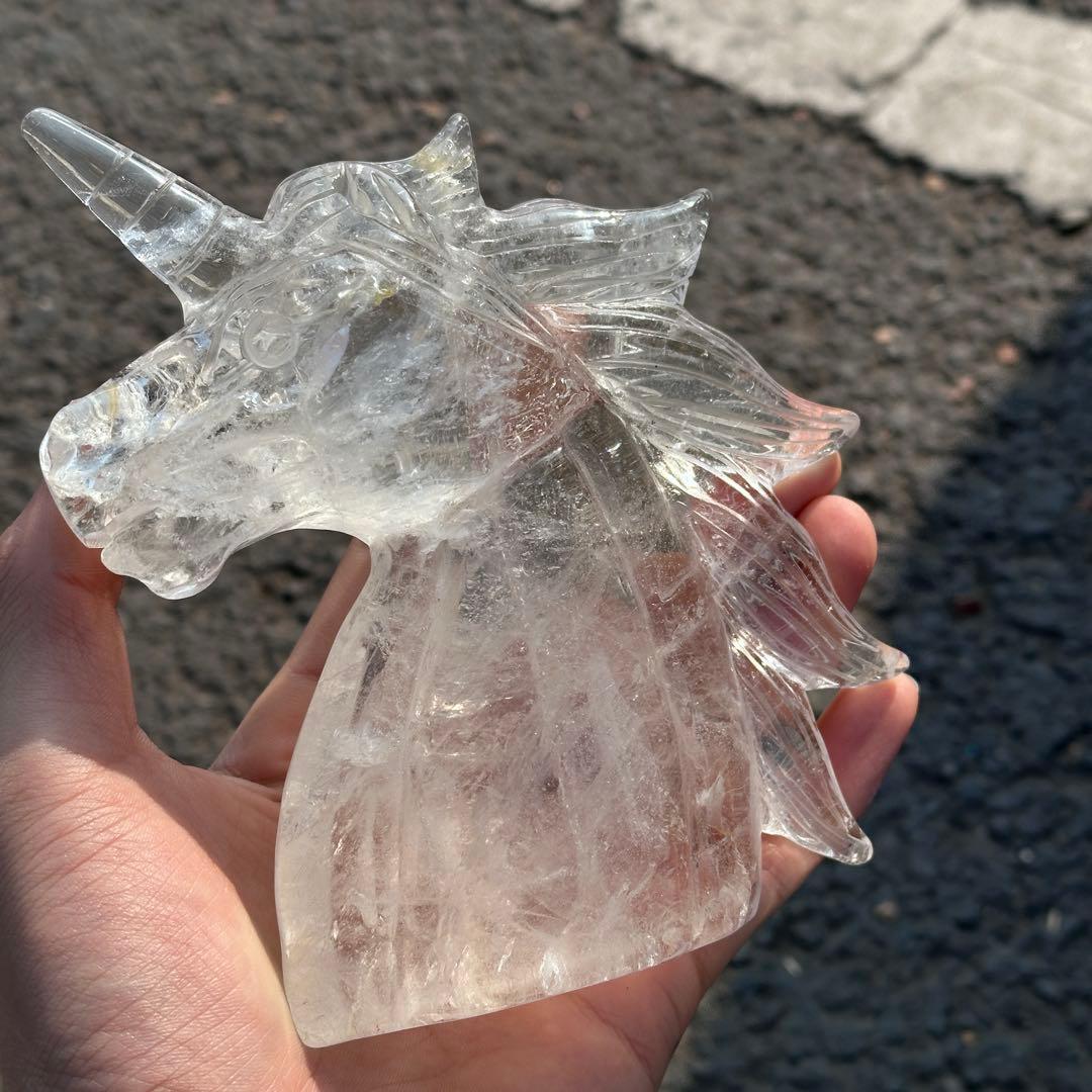 天然石水晶のユニコーン　置物ご購入前に在庫確認必要G.216