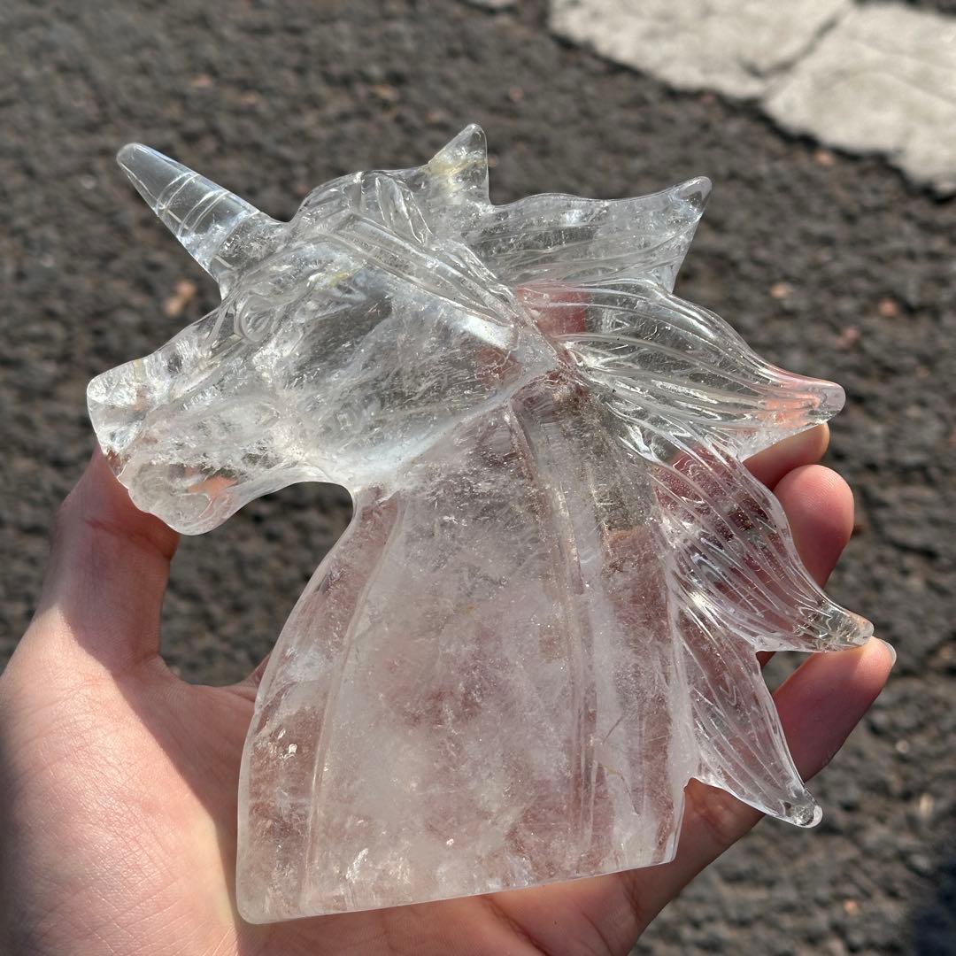 天然石水晶のユニコーン　置物ご購入前に在庫確認必要G.216