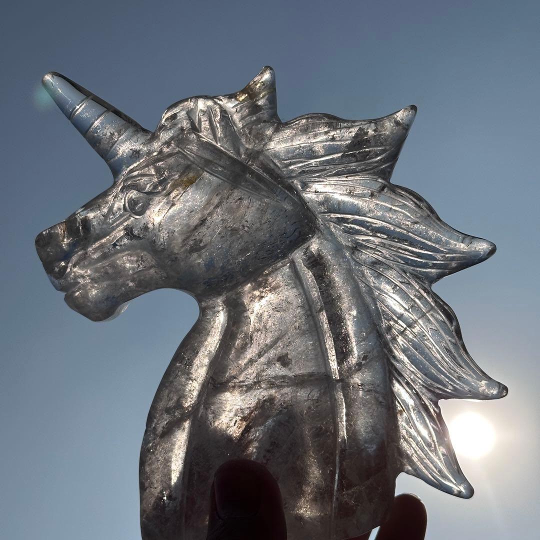 天然石水晶のユニコーン　置物ご購入前に在庫確認必要G.216