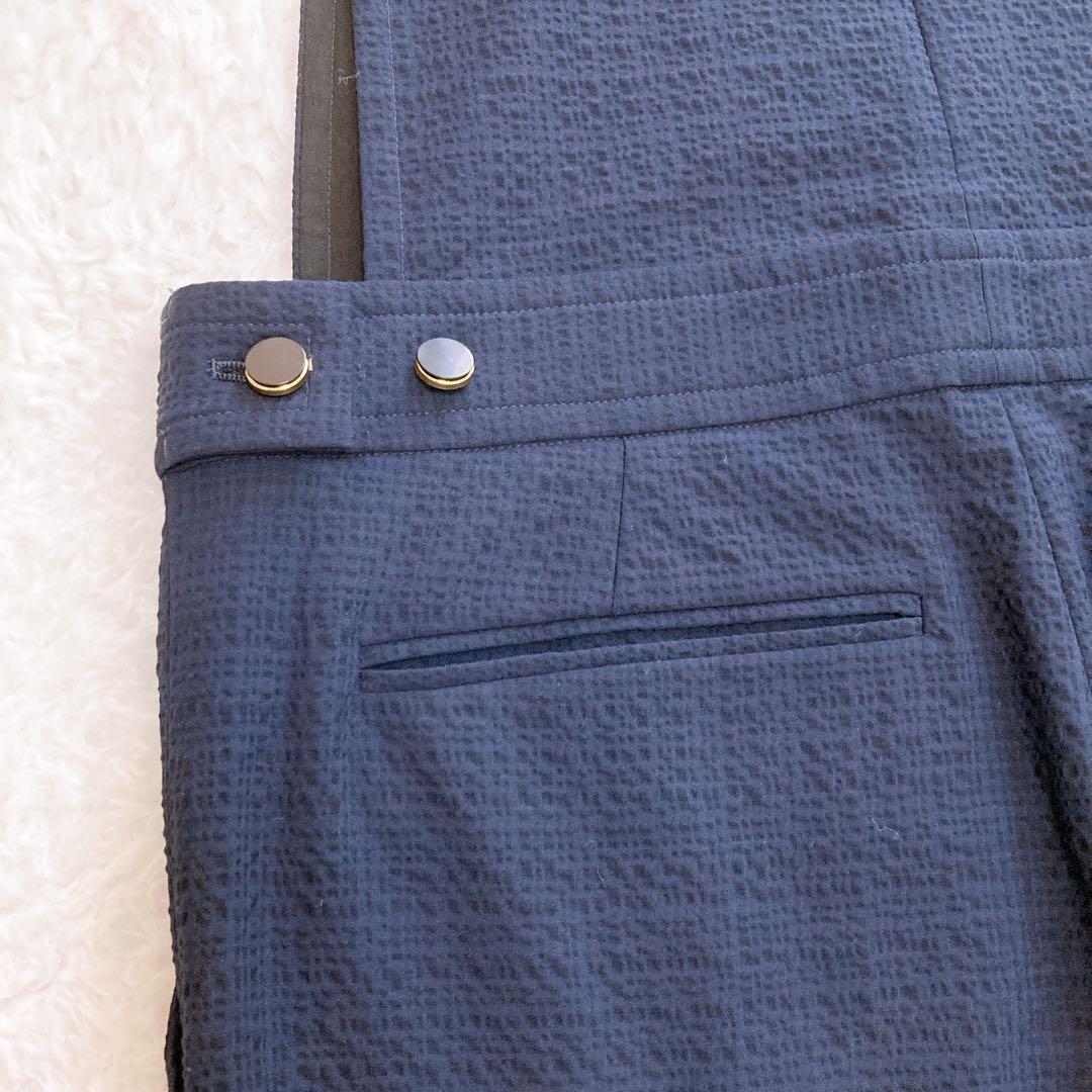 ✨美品✨バッカ シアサッカー カバードサロペット オールインワン ネイビー 36