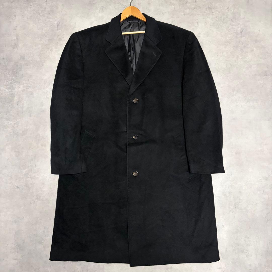 希少 L８ カシミヤ100% チェスターコート 黒 archive 大きい